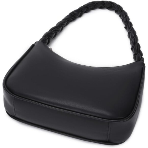 Women Braid Black Imported Polyester Leather Zipper Closure Mini Tote Handbag - Picture 4 of 8